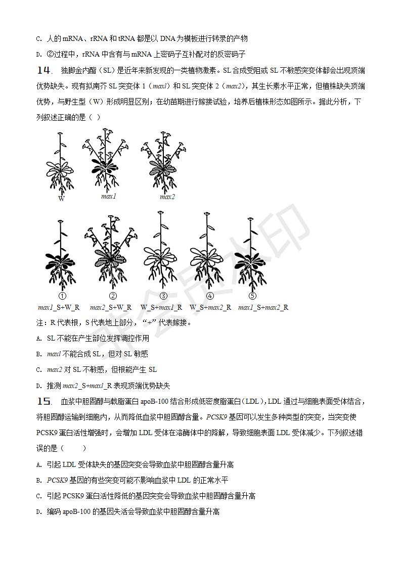 精品解析：2021年湖南高考生物（新高考）（原卷版）_06.jpg
